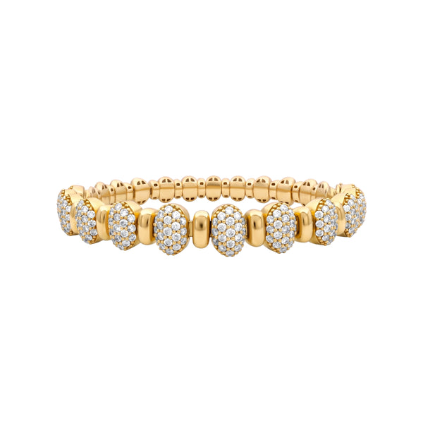 Oval Pavé Diamond Link Bracelet in 18K Yellow Gold