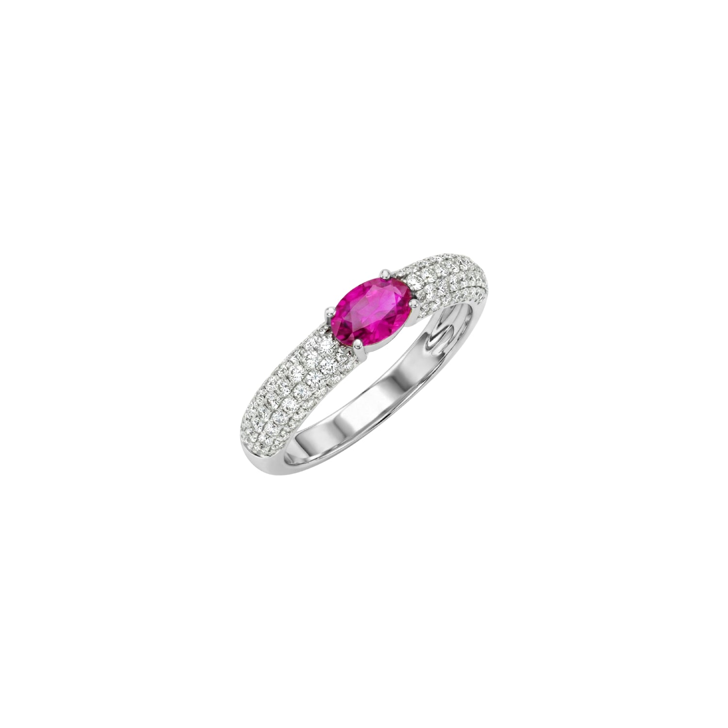 Oval Ruby & Diamond Bold Ring in 18K Gold