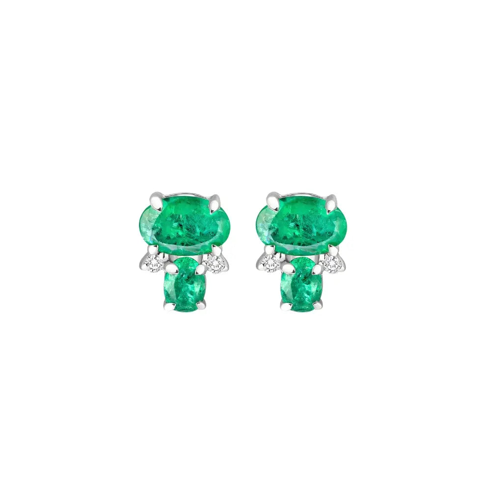   Oval and Cushion Emerald Stud Earrings Princess Jewelry Shop