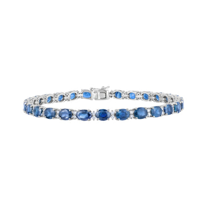 Oval Blue Sapphire & Diamond Bracelet