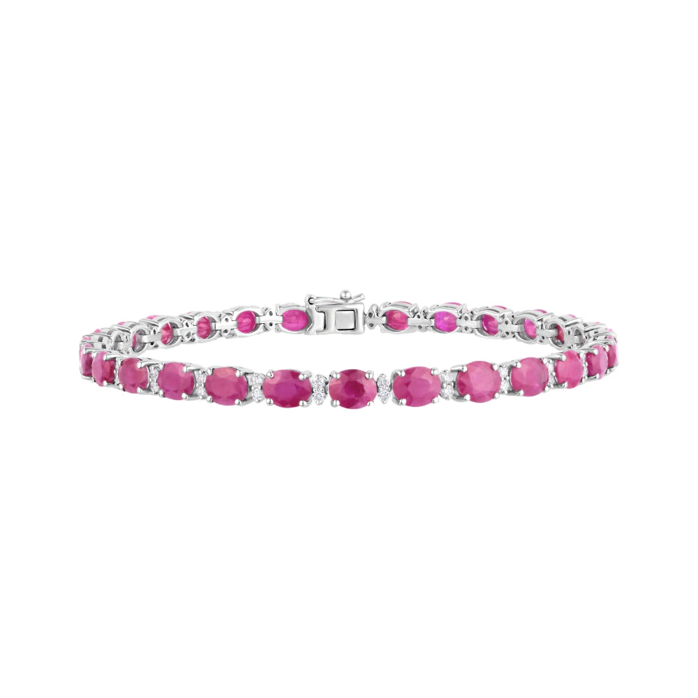 Oval Ruby and Diamond Bracelet