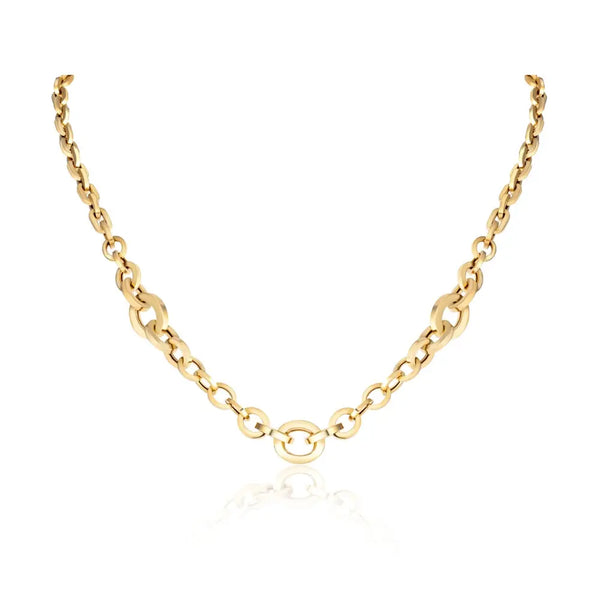 Oversized Oval Link Chain Necklace in 14K Yellow Gold | JJ Jewelry Miami