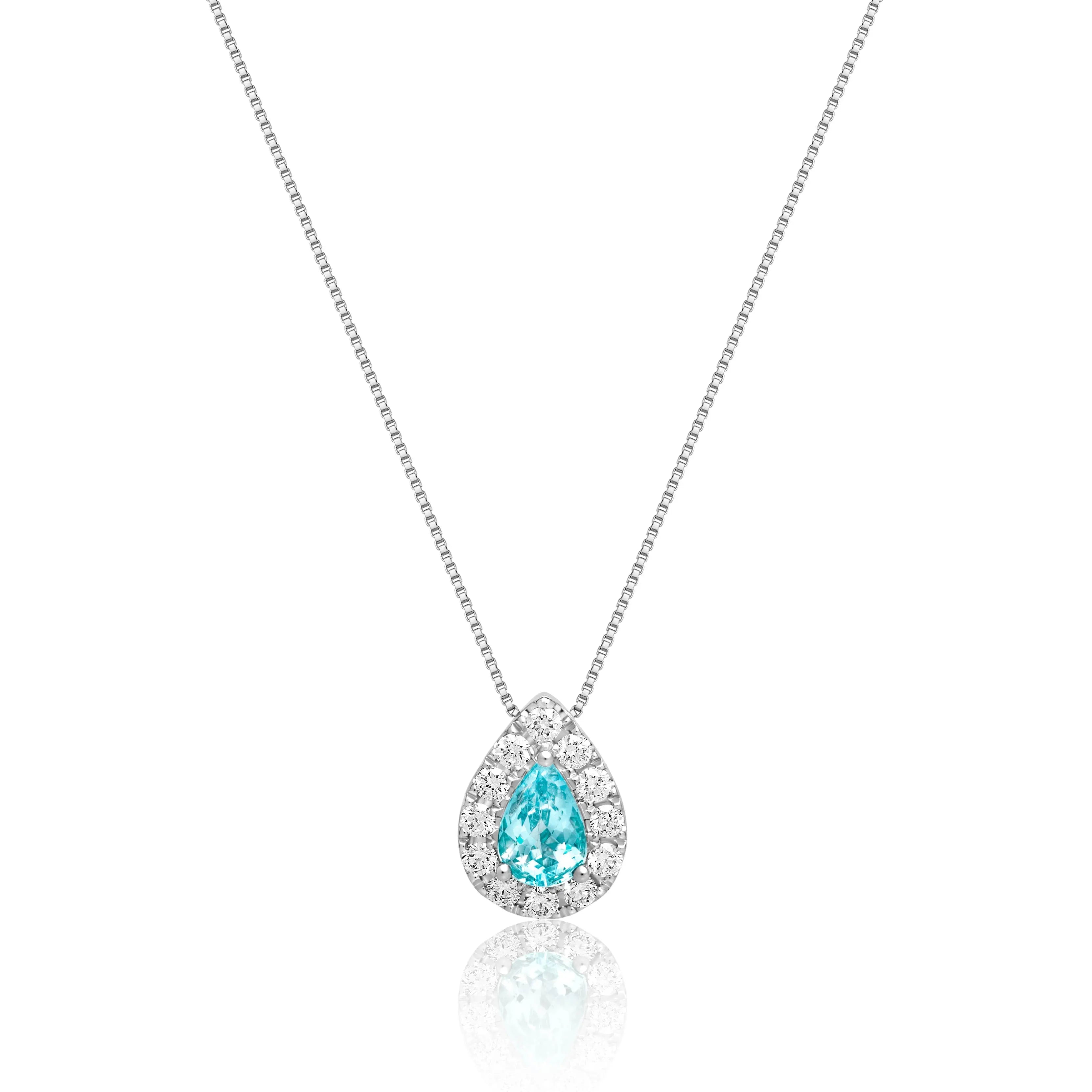 Paraiba Tourmaline Pear Pendant Necklace Princess Jewelry Shop