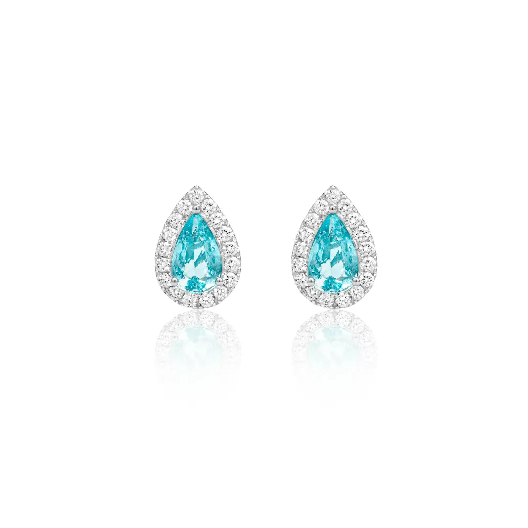 Paraiba Tourmaline Pear Stud Earrings Princess Jewelry Shop