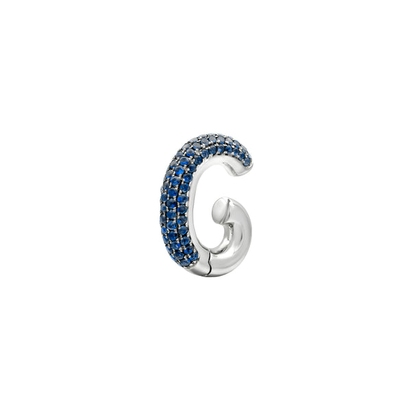 Pavé Blue Sapphire Ear Cuff in White Gold