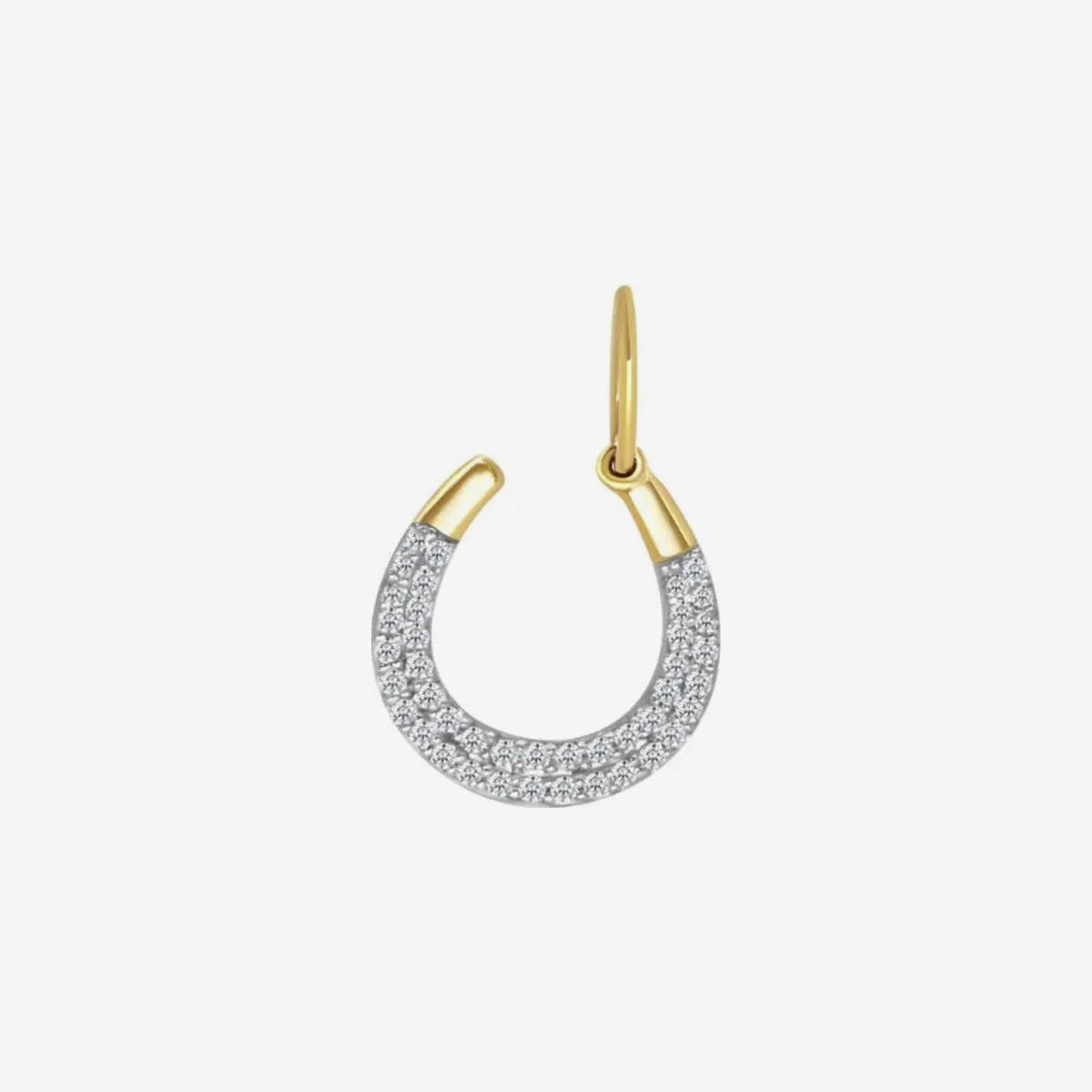 Pavé Diamond Horseshoe Pendant in 14K Yellow Gold, view 2 | JJ Jewelry Miami