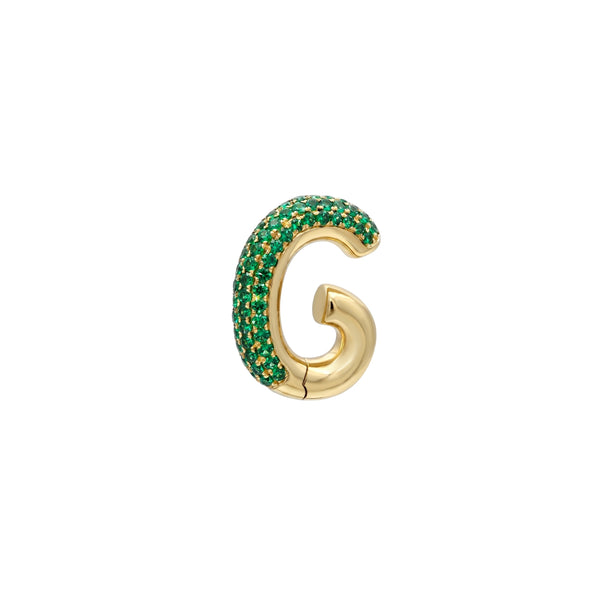 Pavé Emerald Ear Cuff in Yellow Gold