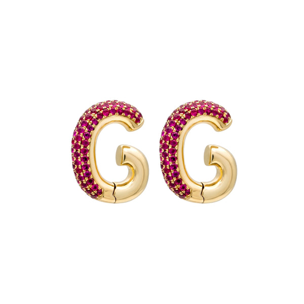 Pavé Ruby Ear Cuff in Yellow Gold