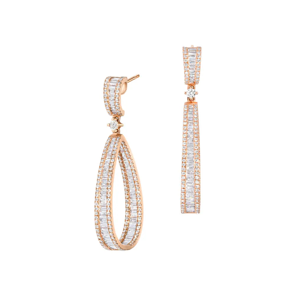 Pave Diamond Drop Earrings Princess Jewelry Shop