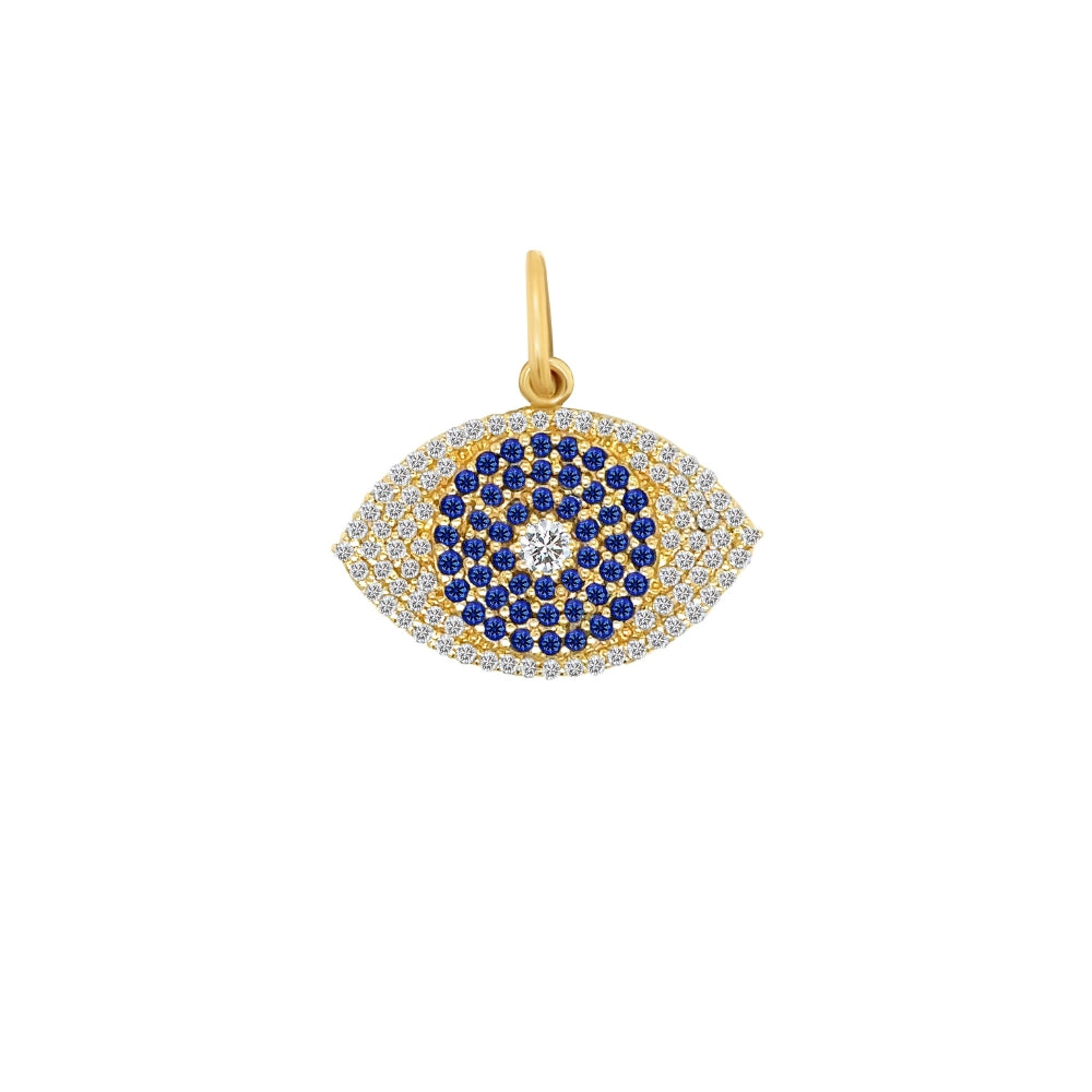 Pave Diamond and Blue Sapphire Eye Pendant