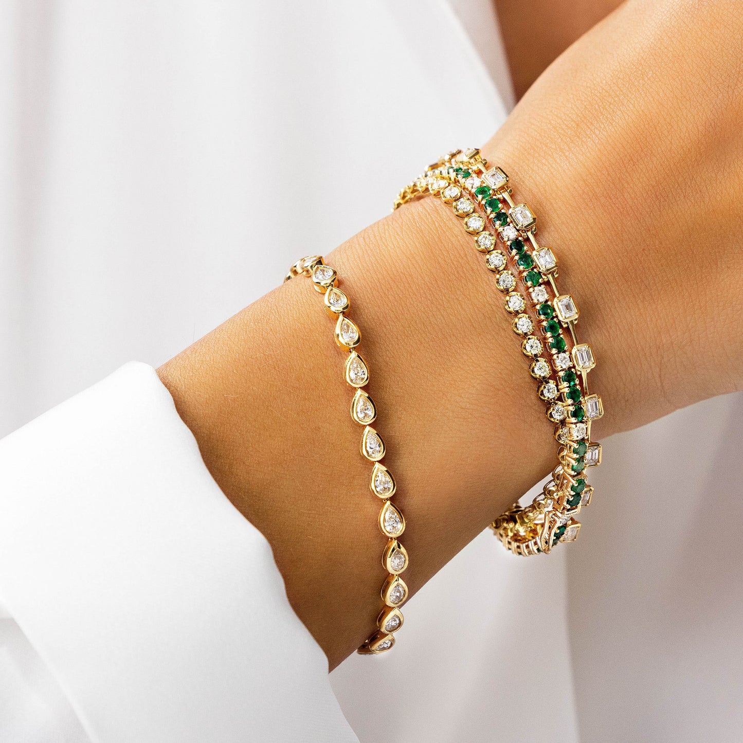 Pear-Shaped Bezel Diamond Bracelet Princess Jewelry Shop