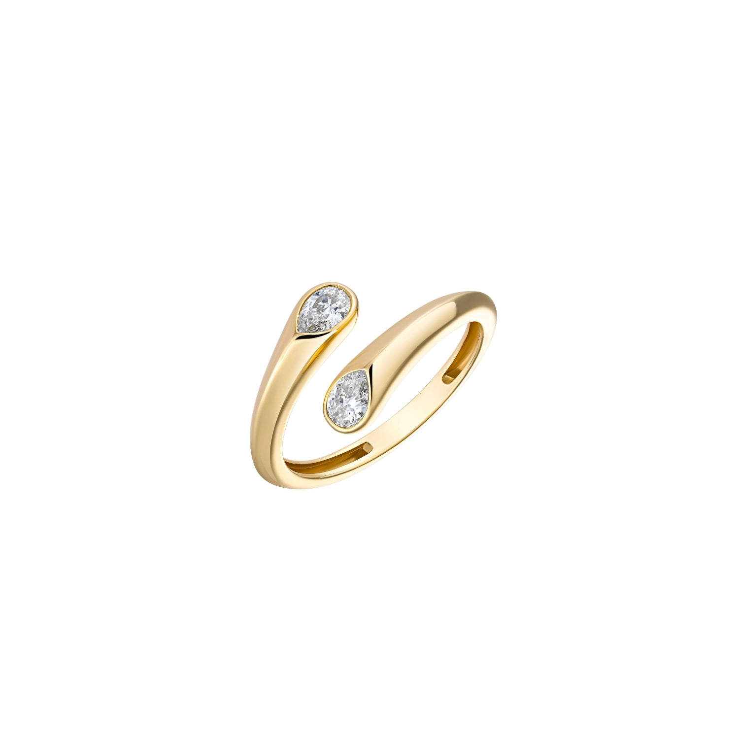 Pear Diamond Open Wrap Ring in 18K Yellow Gold