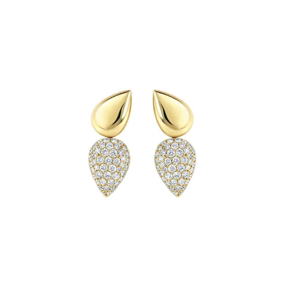   Pear Pavé Diamond Earrings in Yellow Gold Princess Jewelry Shop
