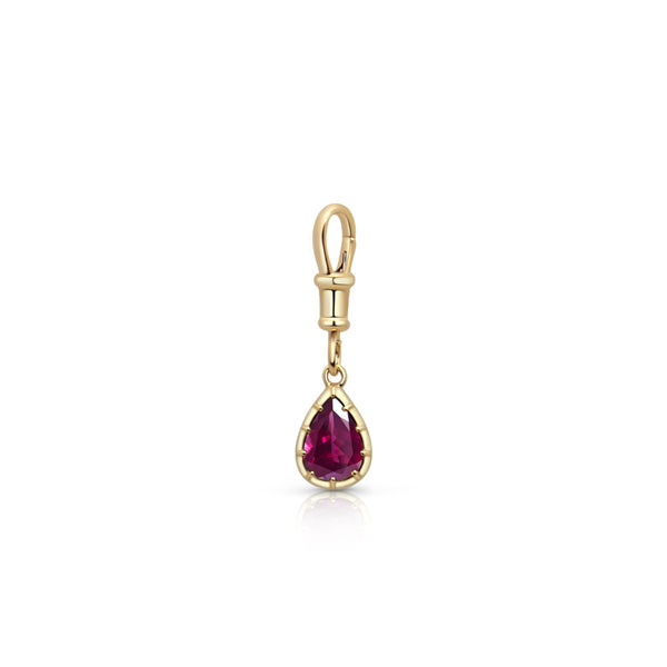 Pear-Shaped Red Tourmaline Charm Pendant | JJ Jewelry