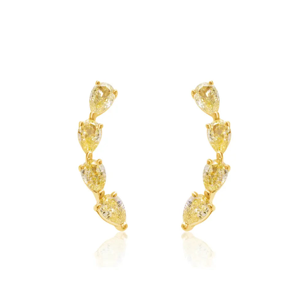 Pear Shaped Yellow Diamond Ear Climber Princess Jewelry Shop
