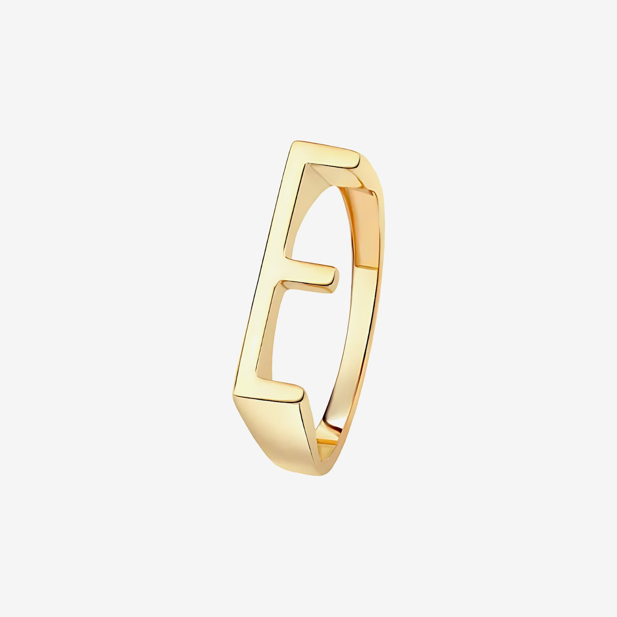 Personalized Letter Ring, Letter E in 18K Yellow Gold | JJ Jewelry