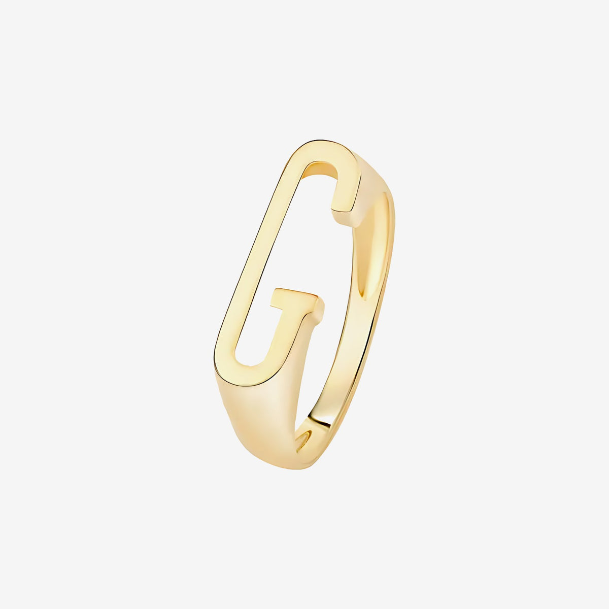 Personalized Letter Ring, Letter G in 18K Yellow Gold | JJ Jewelry