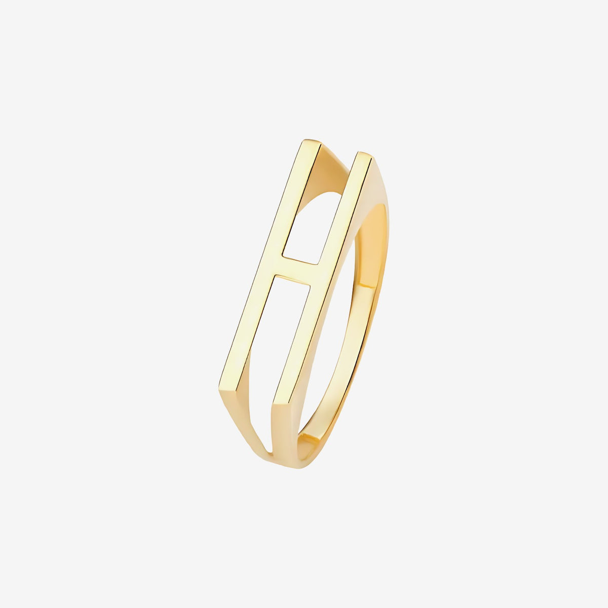 Personalized Letter Ring, Letter H in 18K Yellow Gold | JJ Jewelry