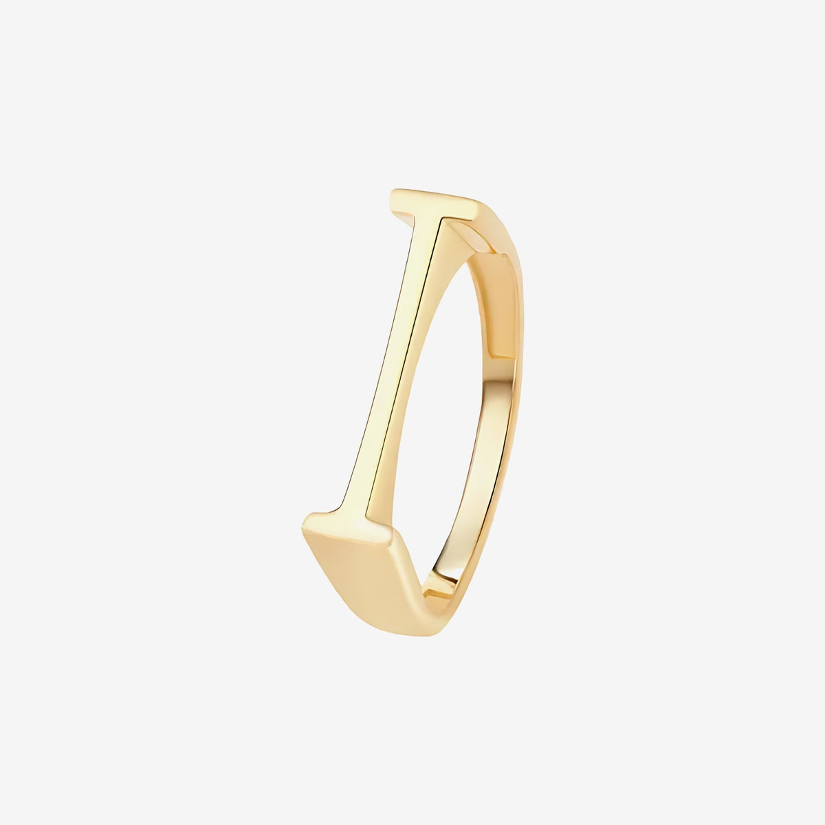 Personalized Letter Ring, Letter I in 18K Yellow Gold | JJ Jewelry