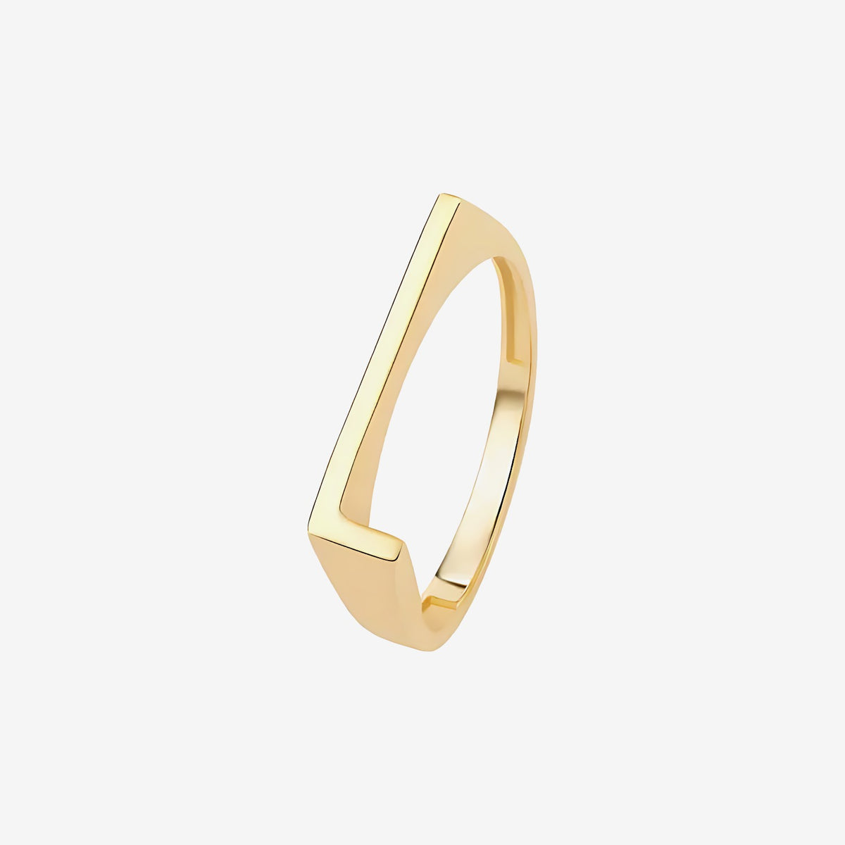 Personalized Letter Ring, Letter L in 18K Yellow Gold | JJ Jewelry