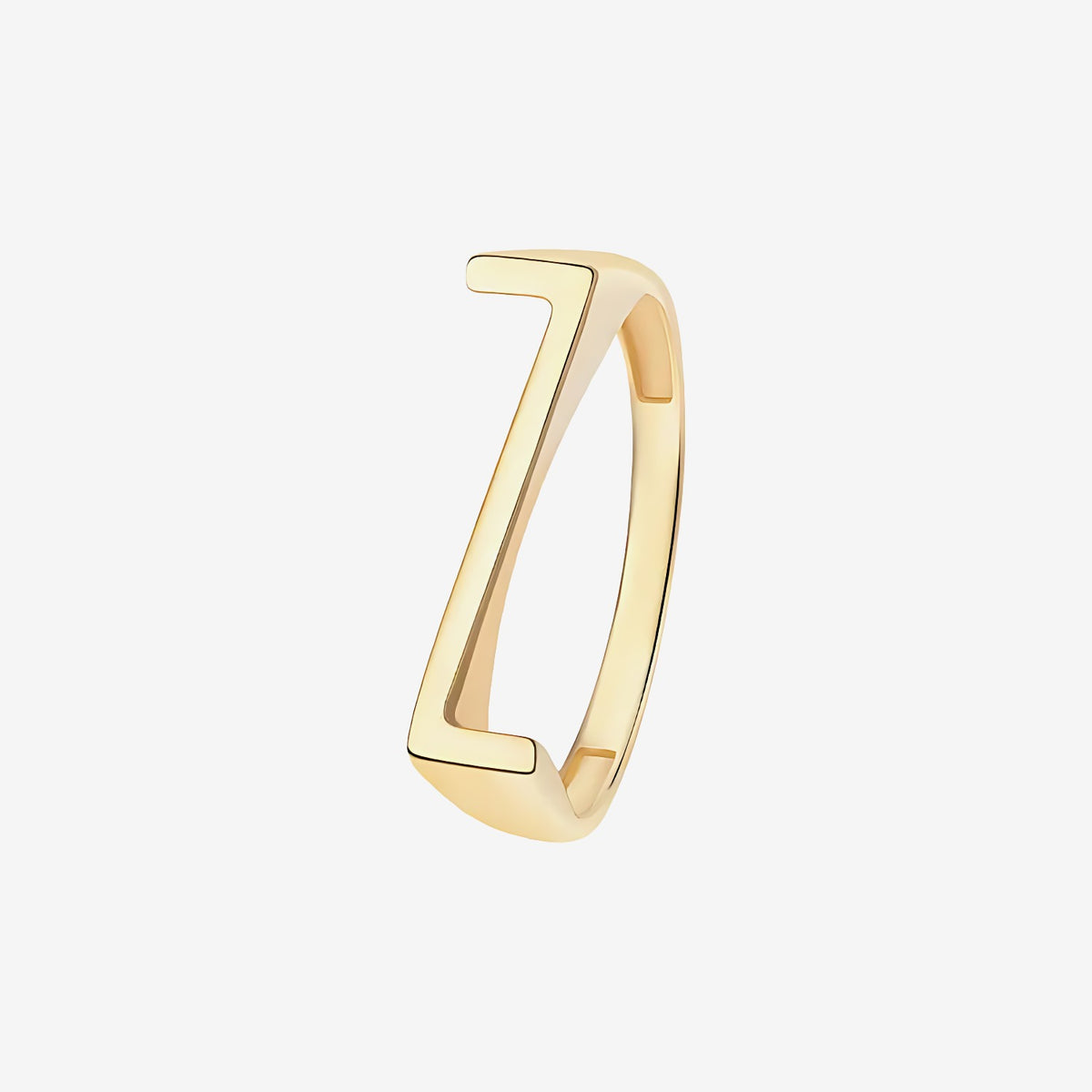 Personalized Letter Ring, Letter Z in 18K Yellow Gold | JJ Jewelry