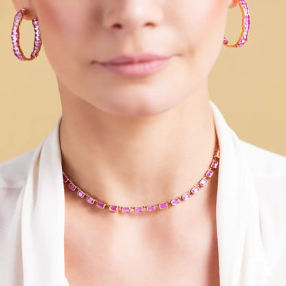 Pink Sapphire Bezel Chocker Princess Jewelry Shop