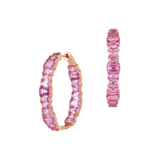 Pink Sapphire Hoop Earrings Princess Jewelry Shop