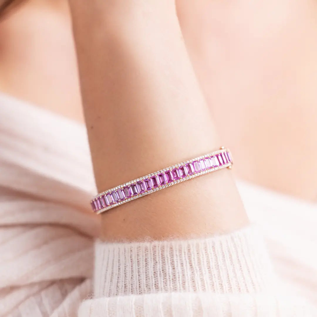 Pink Sapphire and Diamond Bangle Princess Jewelry Shop