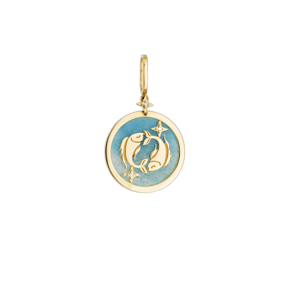 Pisces Zodiac Quartz and Diamond Pendant | JJ Jewelry