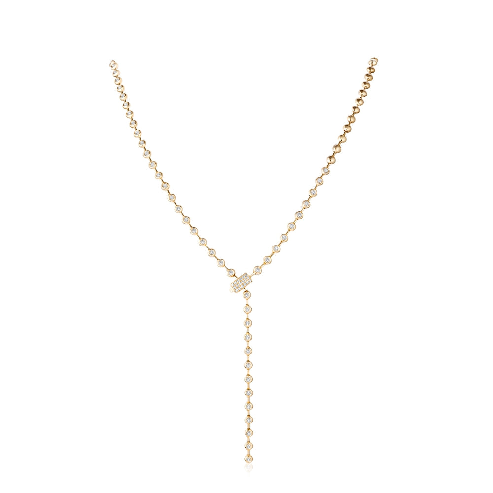 Bezel-Set Diamond Lariat Necklace