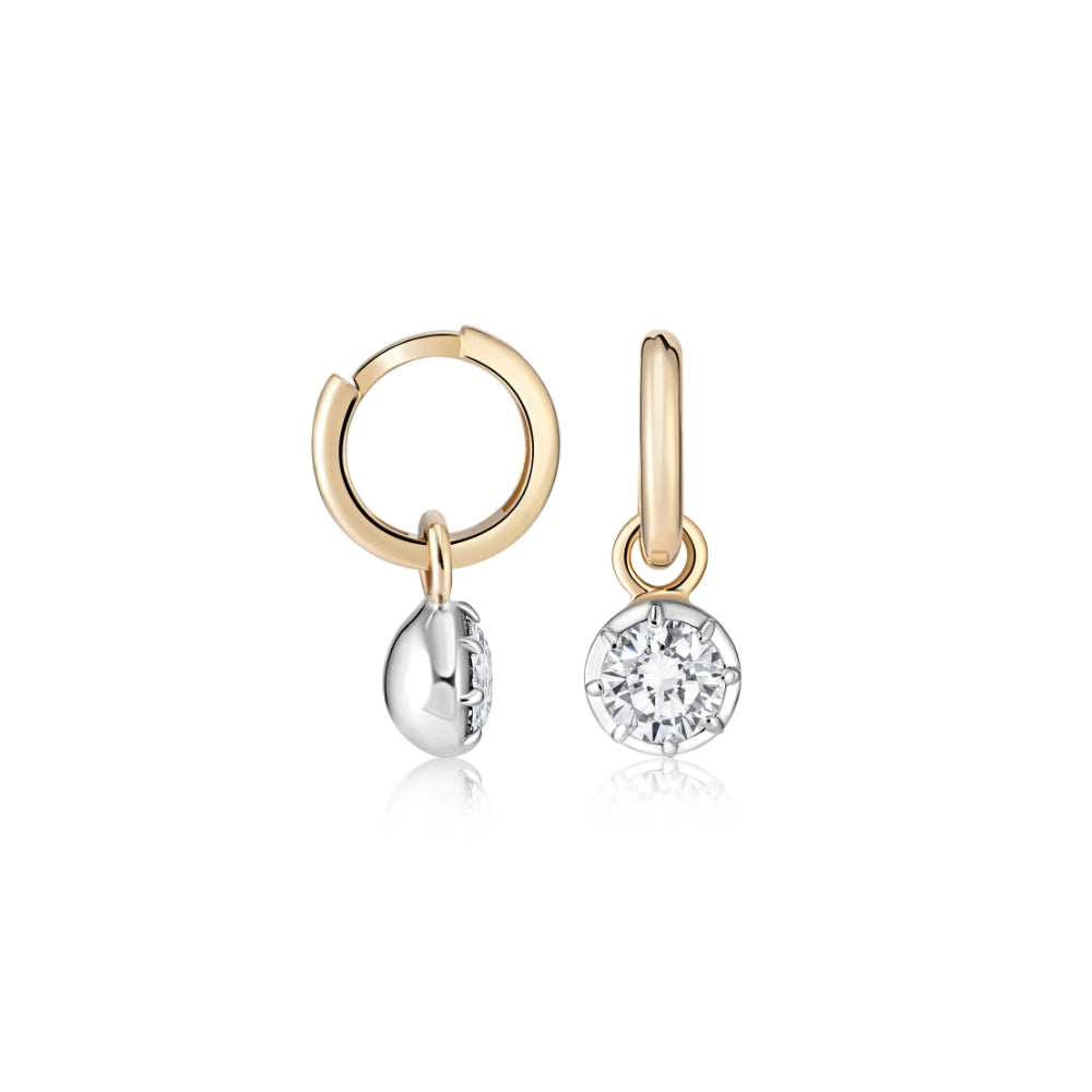 Diamond Charm Hoop Earrings