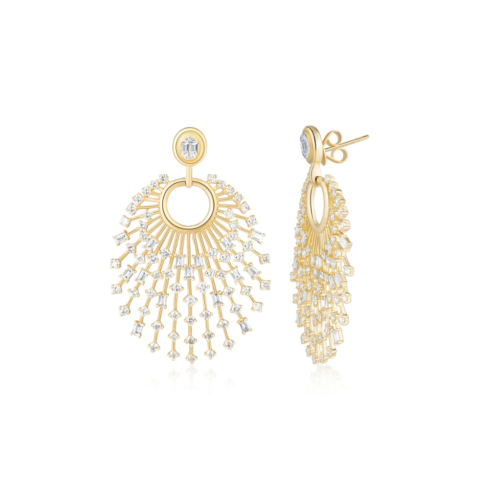 Glorious Sunburst Diamond Earrings