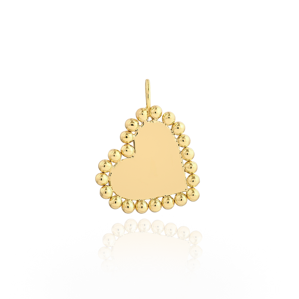 Golden Love Beaded Heart Pendant