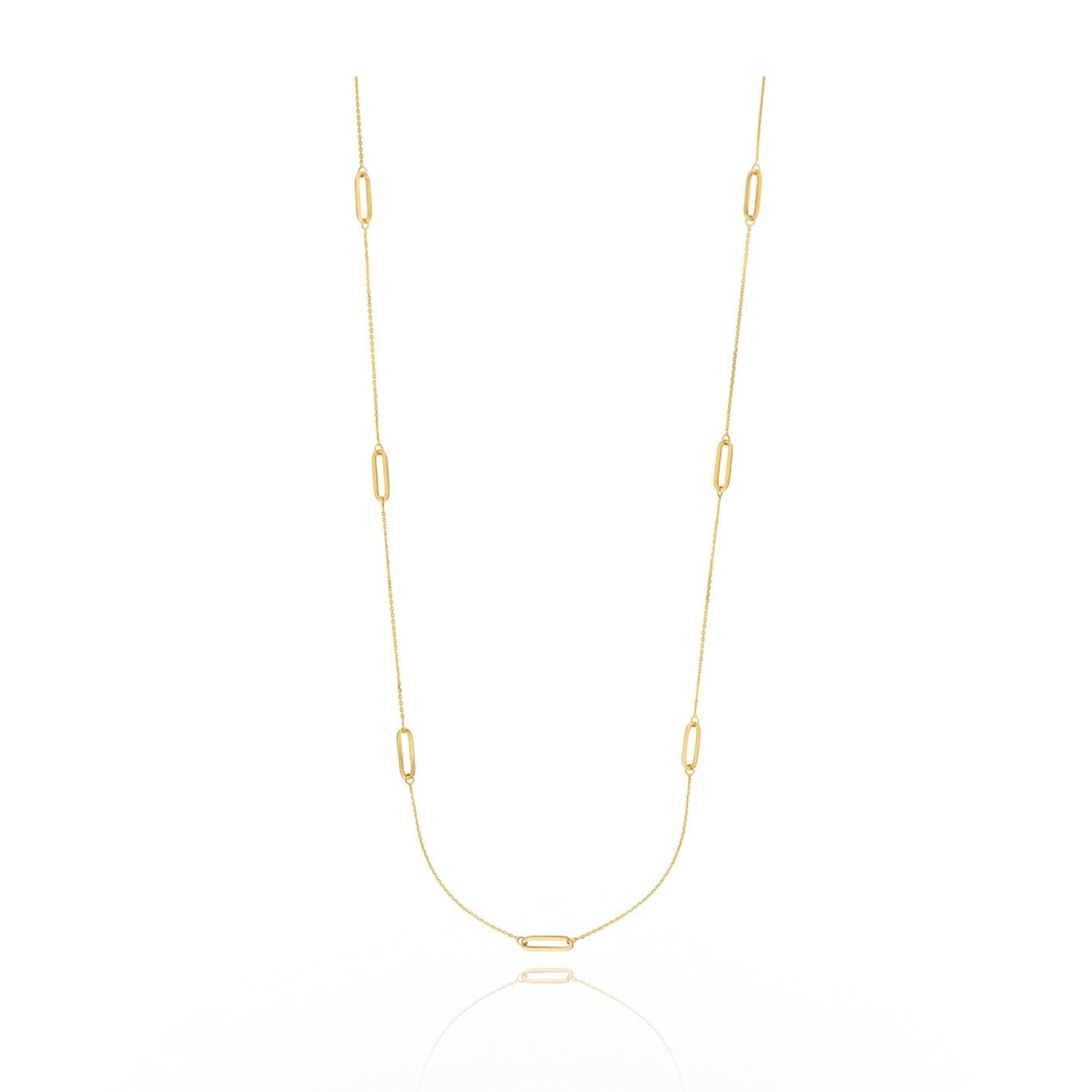 Long Golden Paperclip Chain Necklace