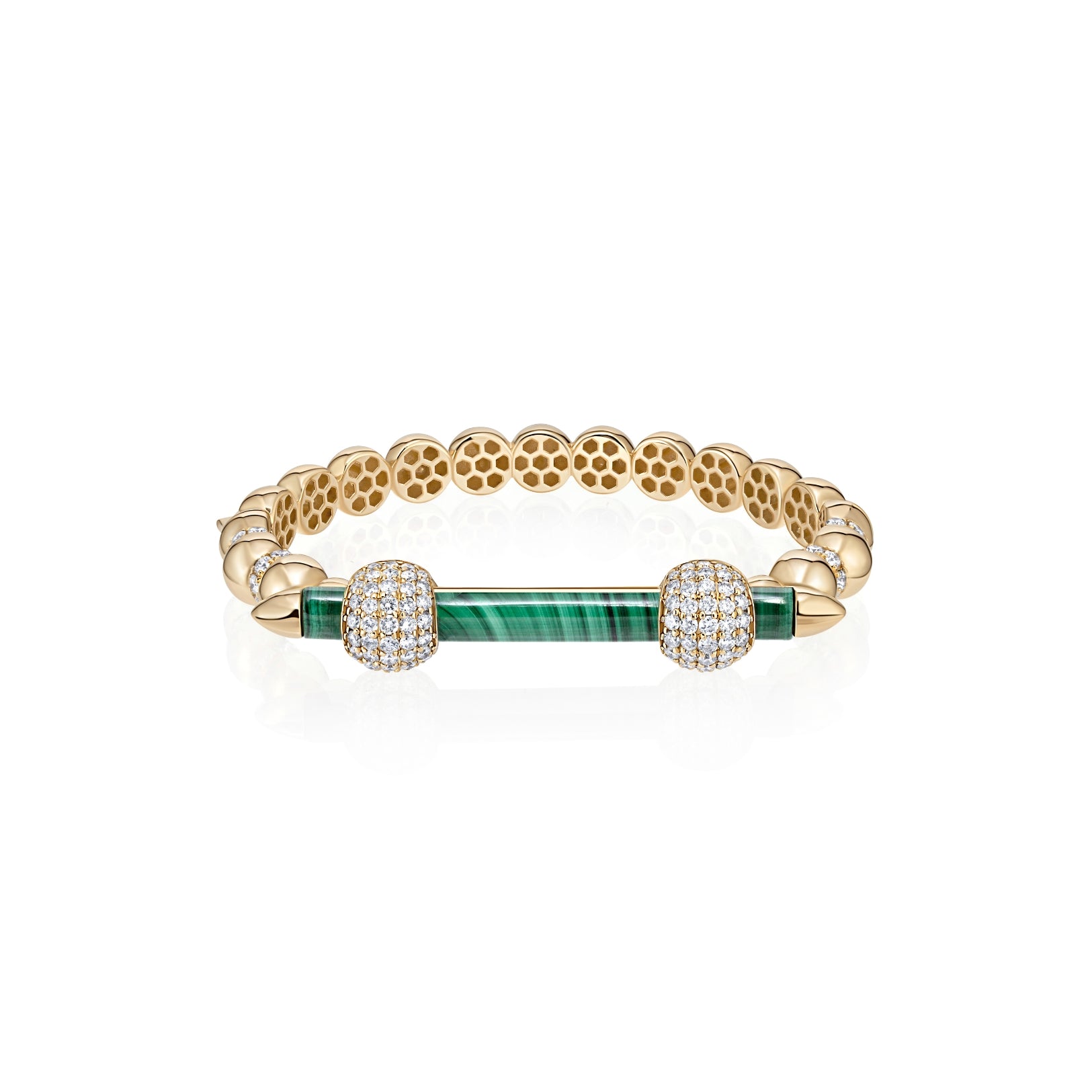 Malachite and Diamond Bar Bracelet