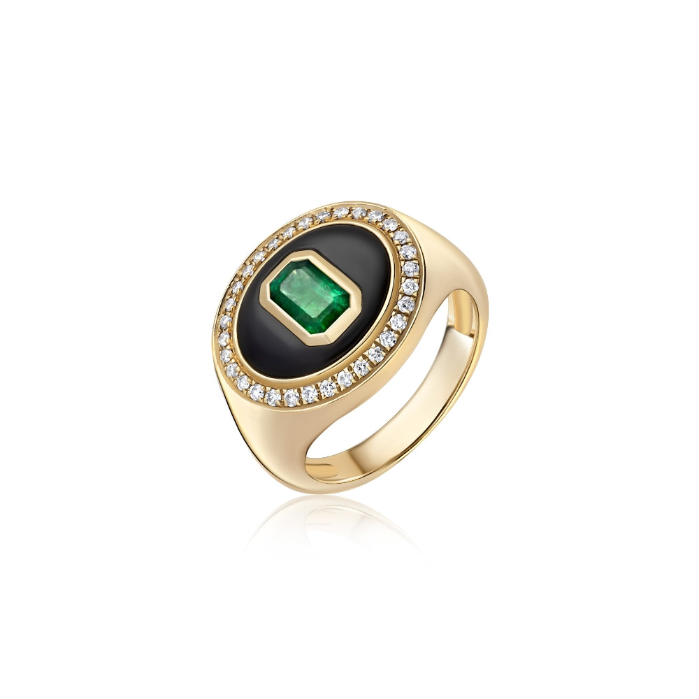 Midnight Icon Emerald and Onyx Oval Ring