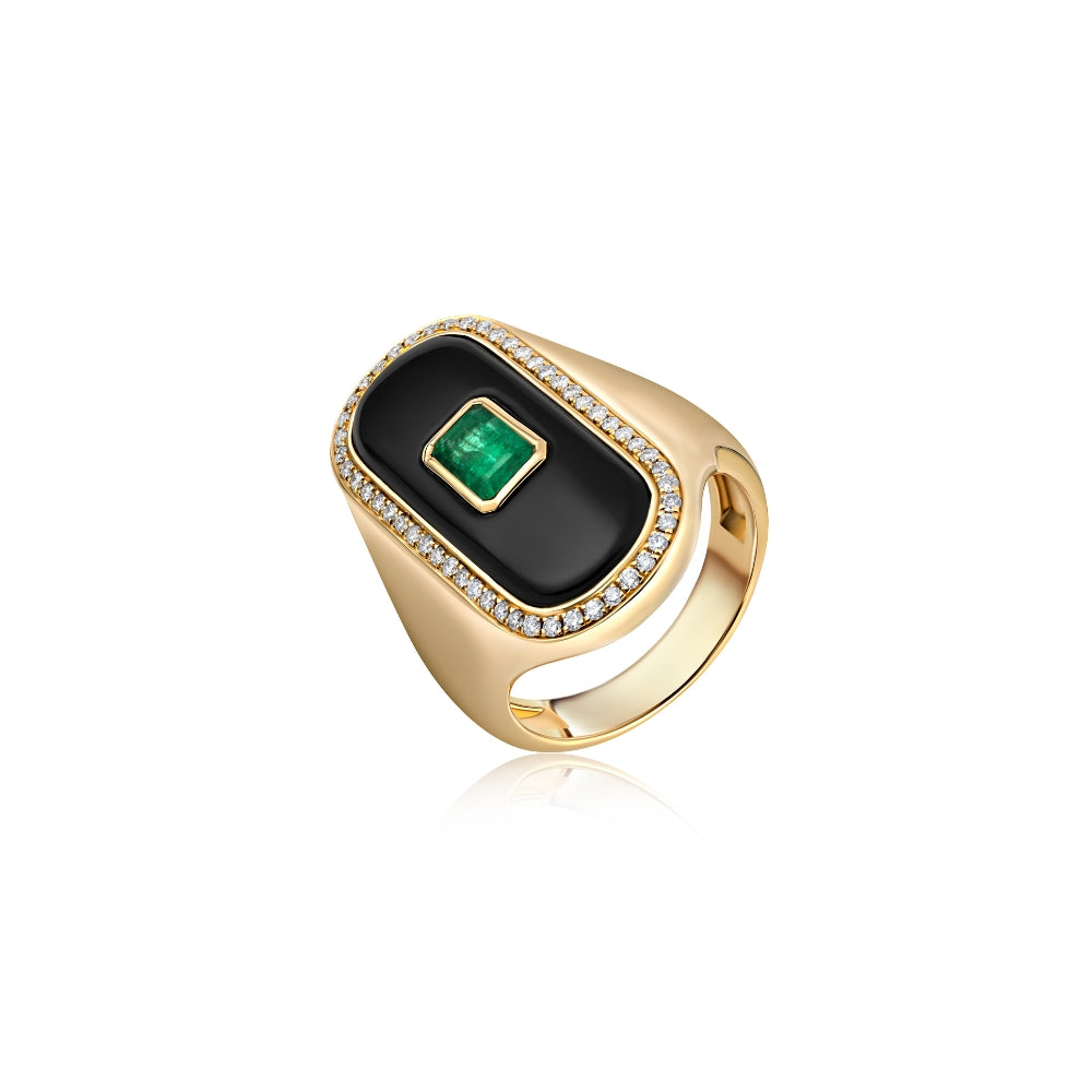 Midnight Icon Emerald and Onyx Rectangle Ring