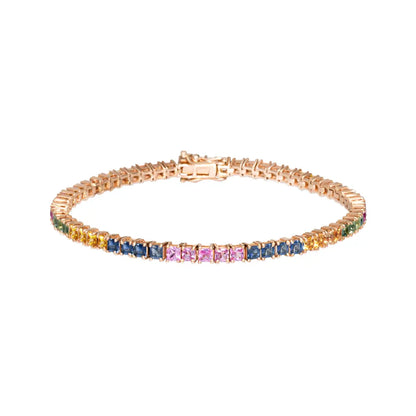 Rainbow Sapphire Tennis Bracelet Princess Jewelry Shop