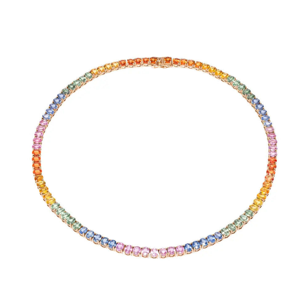 Rainbow Sapphire Tennis Necklace Princess Jewelry Shop