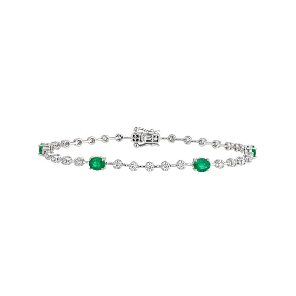 Renata Oval Emerald & Diamond Bracelet in 18K Gold
