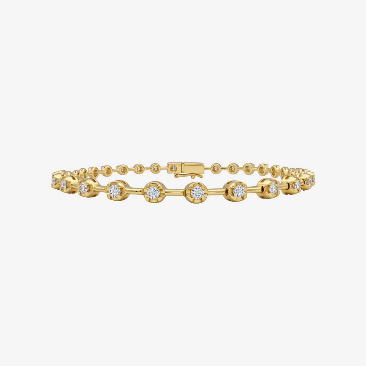Renata Spaced Round Diamond Bracelet in Yellow Gold | JJ Jewelry