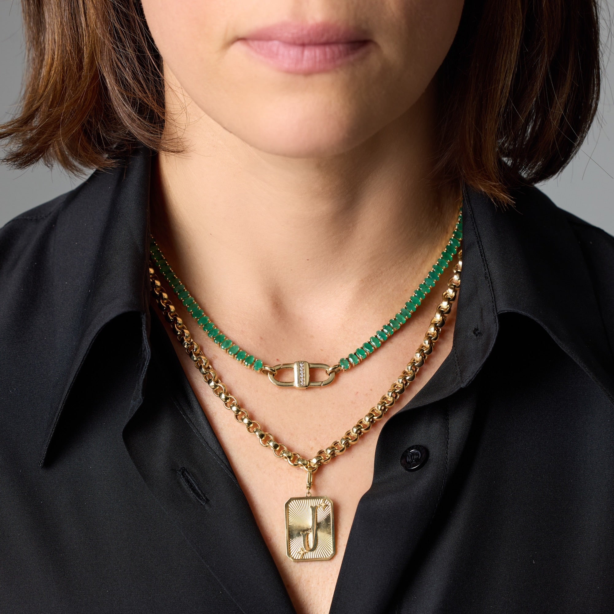 Yellow Gold Letter Medal Pendant