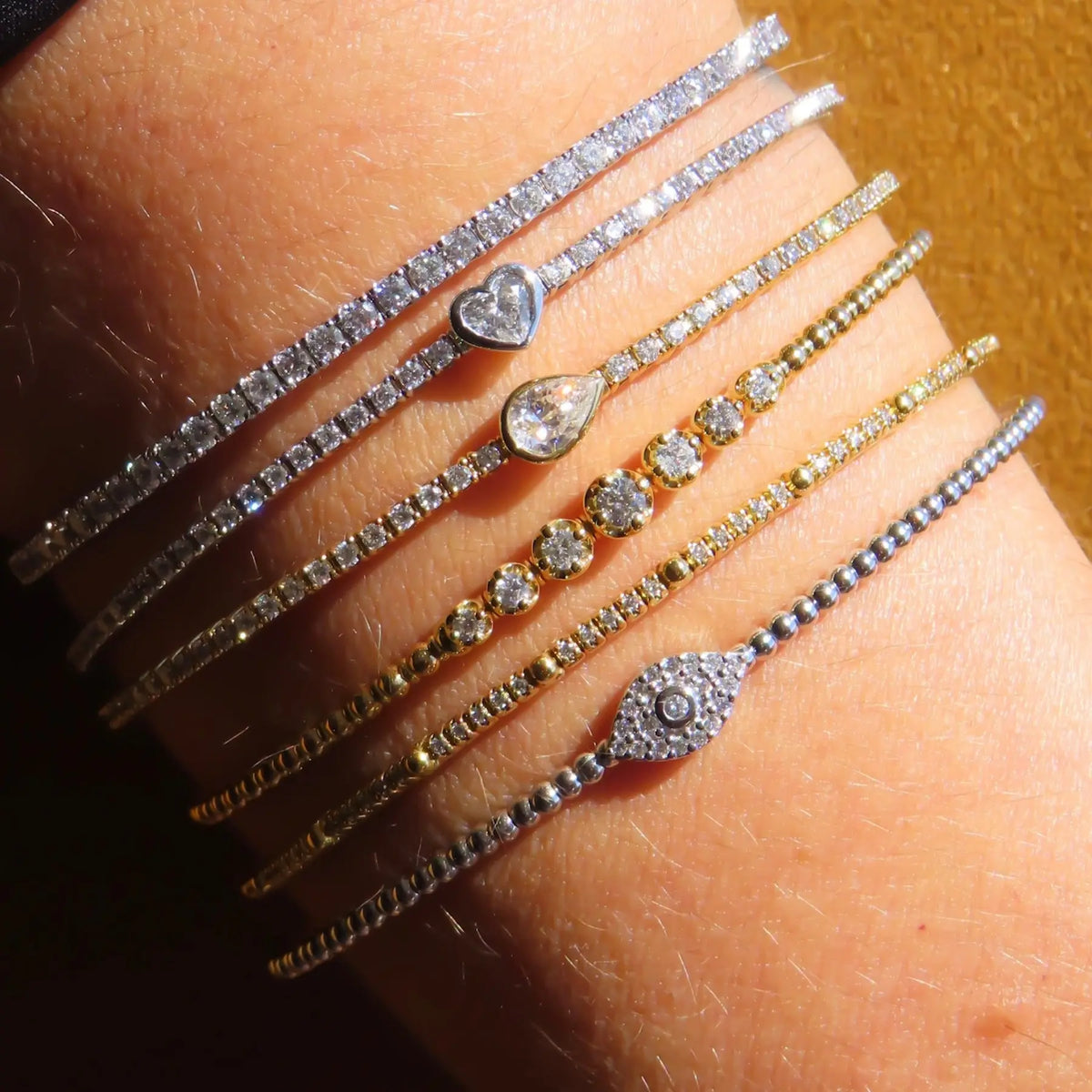 Round Brilliant Diamond Flexible Bangle, lifestyle view 1 | JJ Jewelry