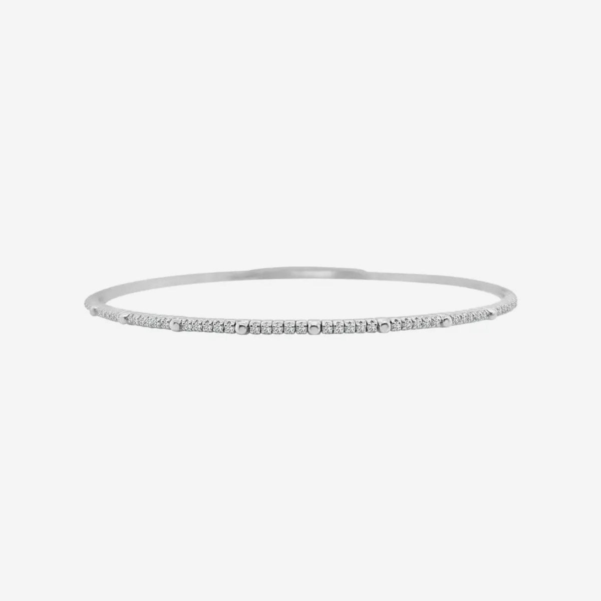 Round Brilliant Diamond Flexible Bangle in White Gold | JJ Jewelry