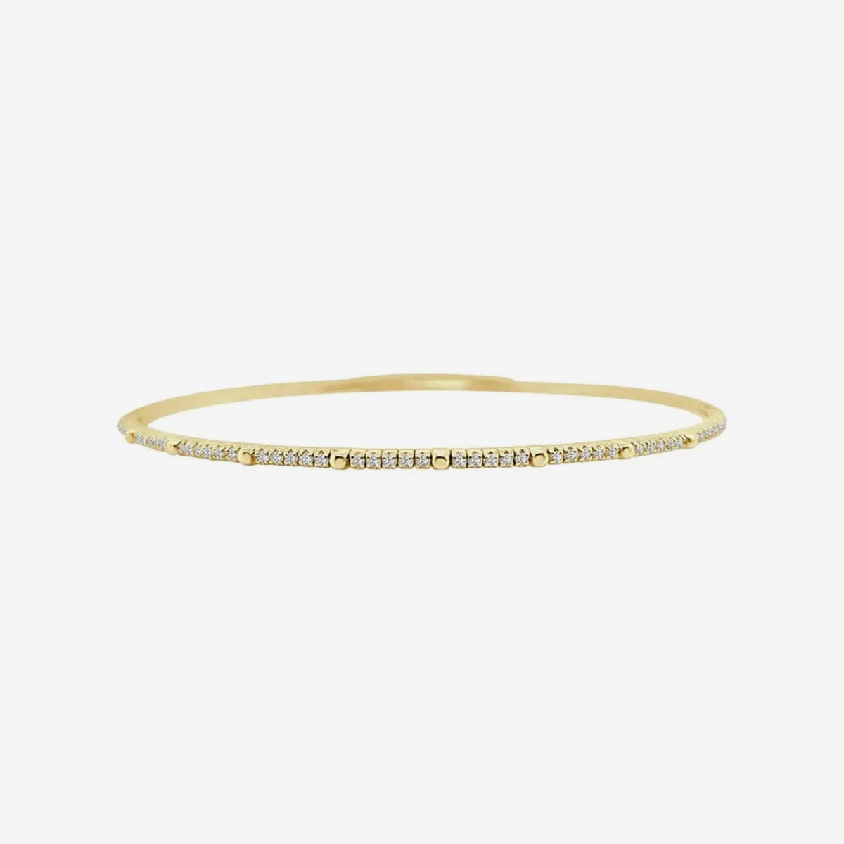Round Brilliant Diamond Flexible Bangle in Yellow Gold | JJ Jewelry