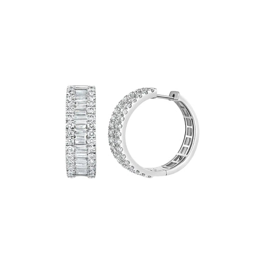 Round Pave Diamond Hoop Earrings Princess Jewelry Shop