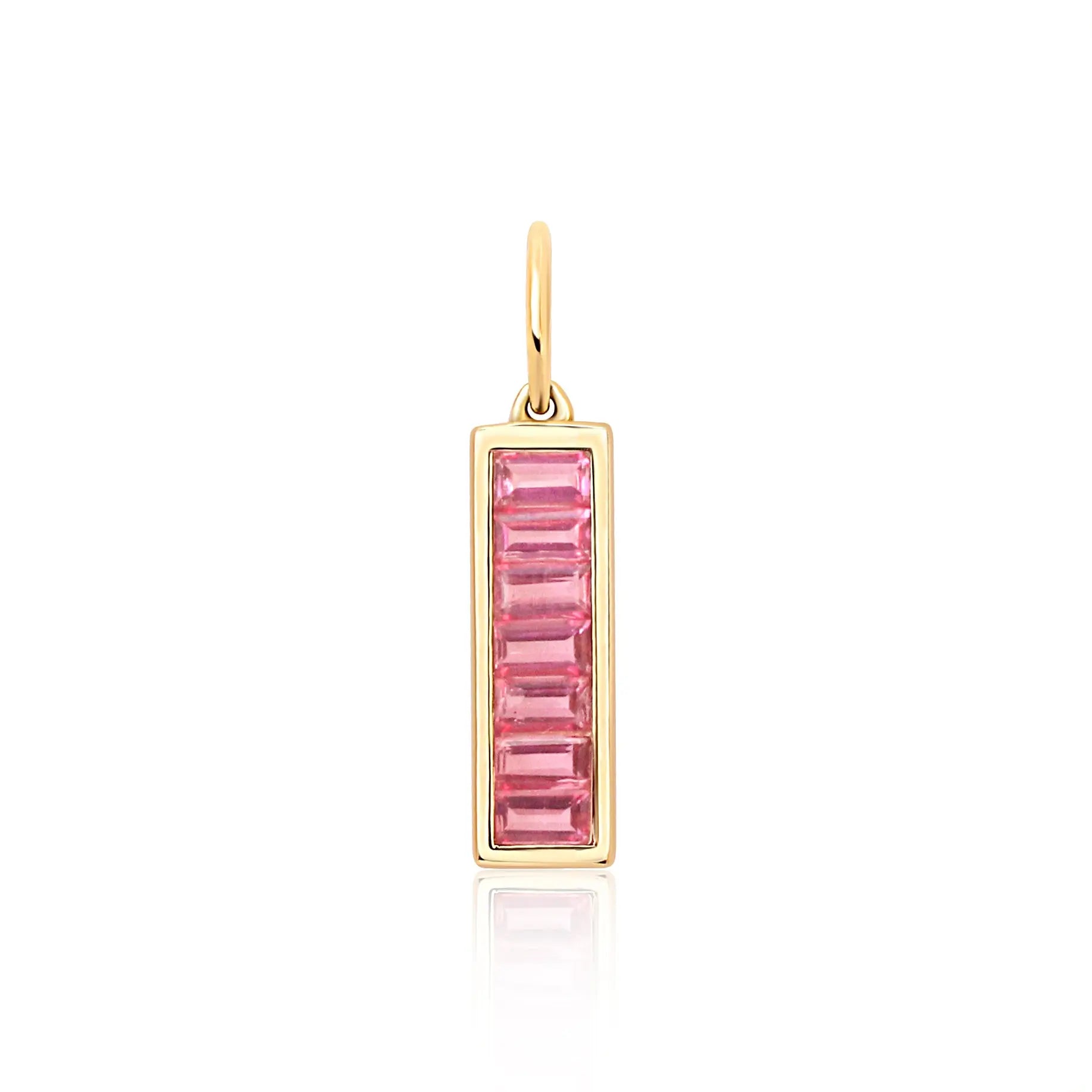   Ruby Baguette Bar Pendant in Yellow Gold Princess Jewelry Shop