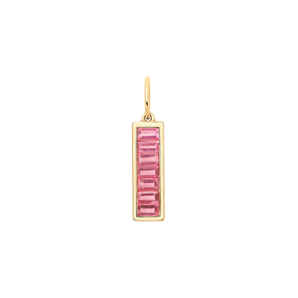   Ruby Baguette Bar Pendant in Yellow Gold Princess Jewelry Shop
