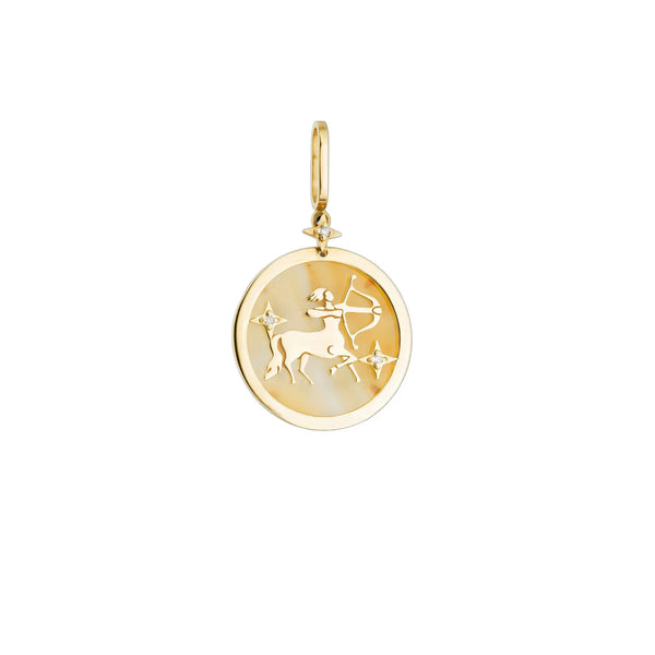 Sagittarius Zodiac Orange Quartz and Diamond Pendant | JJ Jewelry