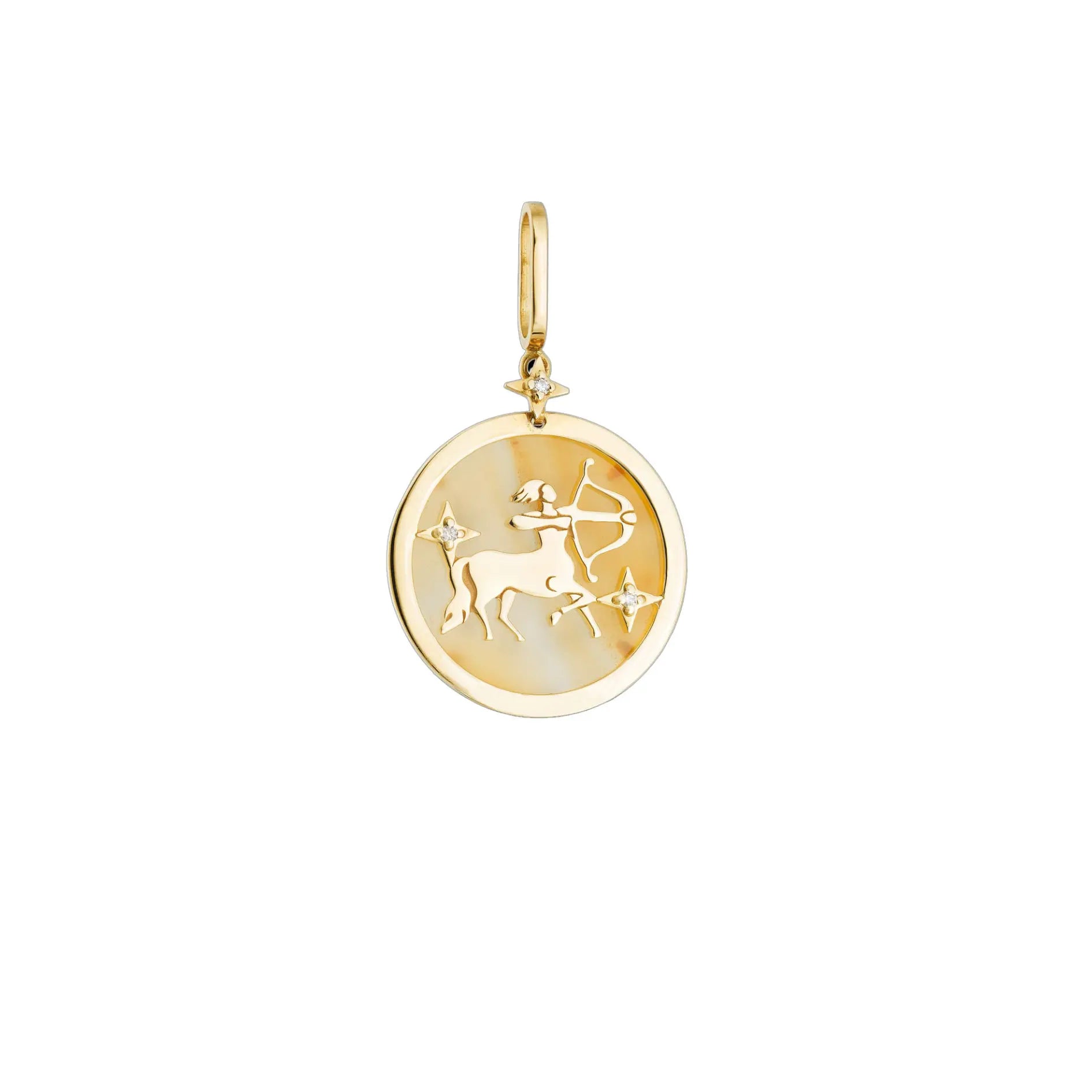 Sagittarius Zodiac Orange Quartz and Diamond Pendant Princess Jewelry Shop